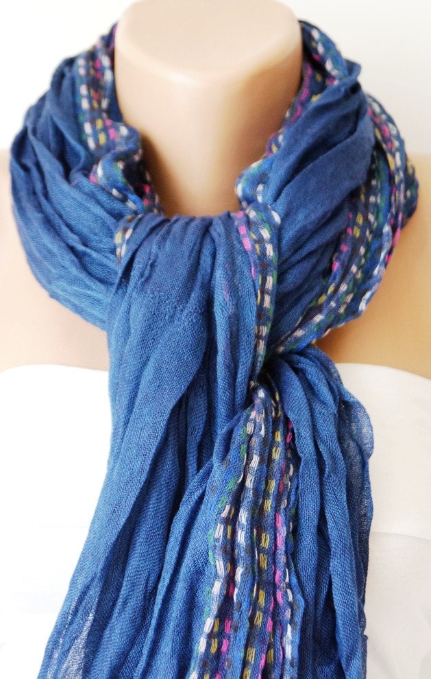 Cotton Scarf, Unisex Scarf, Winter Scarf, Cowl Shawl from %100 Cotton mix with plaid desing