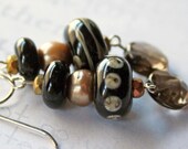 Midas Touch Earrings, Golden Pearl and Lamp work Glass