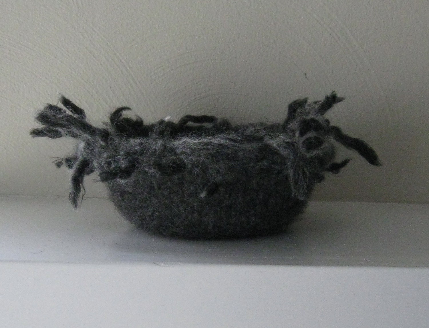 Funky Felted Bowl - Gray - In Stock - Ready to Ship