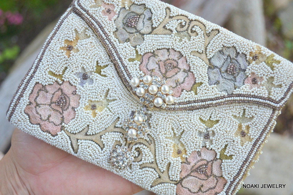 Art Deco era spring flower dancing purse -- ready to ship clutch