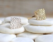 14k Gold Square Coral Ring