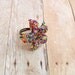Rainbow Sparkle Ring - Beaded Flower Cocktail Ring - Ododo Originals