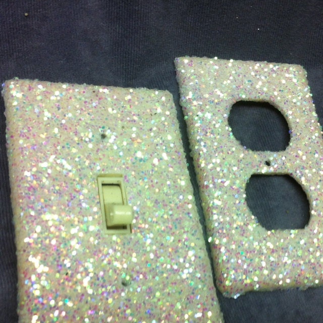 FREE White Opal Glitter Switchplate / Outlet Cover Set of Two PIF AOK