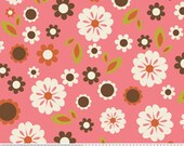 Riley Blake, Indian Summer, Pink Floral cream Quilting Cotton, 1 Yard, more yardage available, Discontinued Fabric
