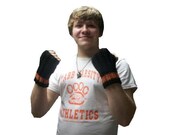personalized unisex one stripe sport / school fingerless gloves - you pick the colors