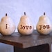 Birthday gift ... i love you... ...Three handmade decorative polymer clay pears ... 3 Word Pears, white