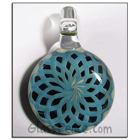 Glass Reticello Pendant - boro lampwork focal bead - Glass Peace blown glass jewelry (5496)