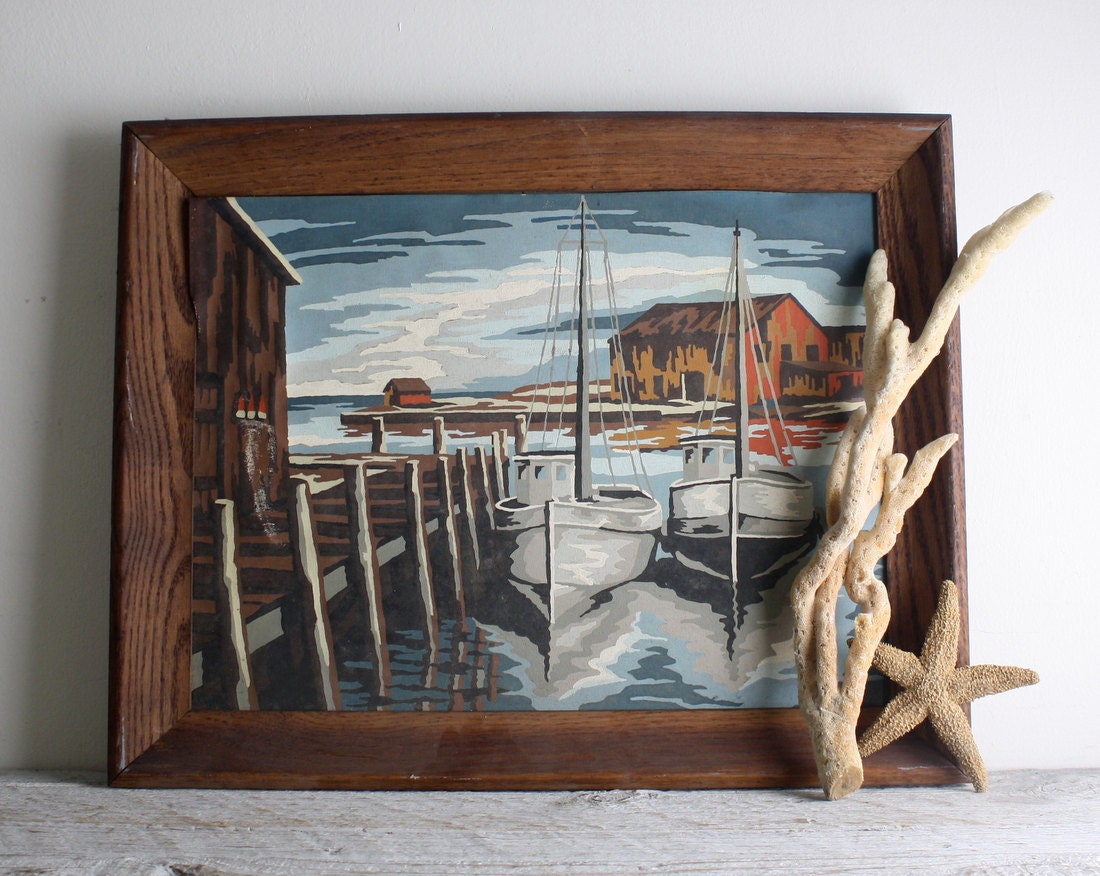 Vintage Framed Nautical Paint By Number