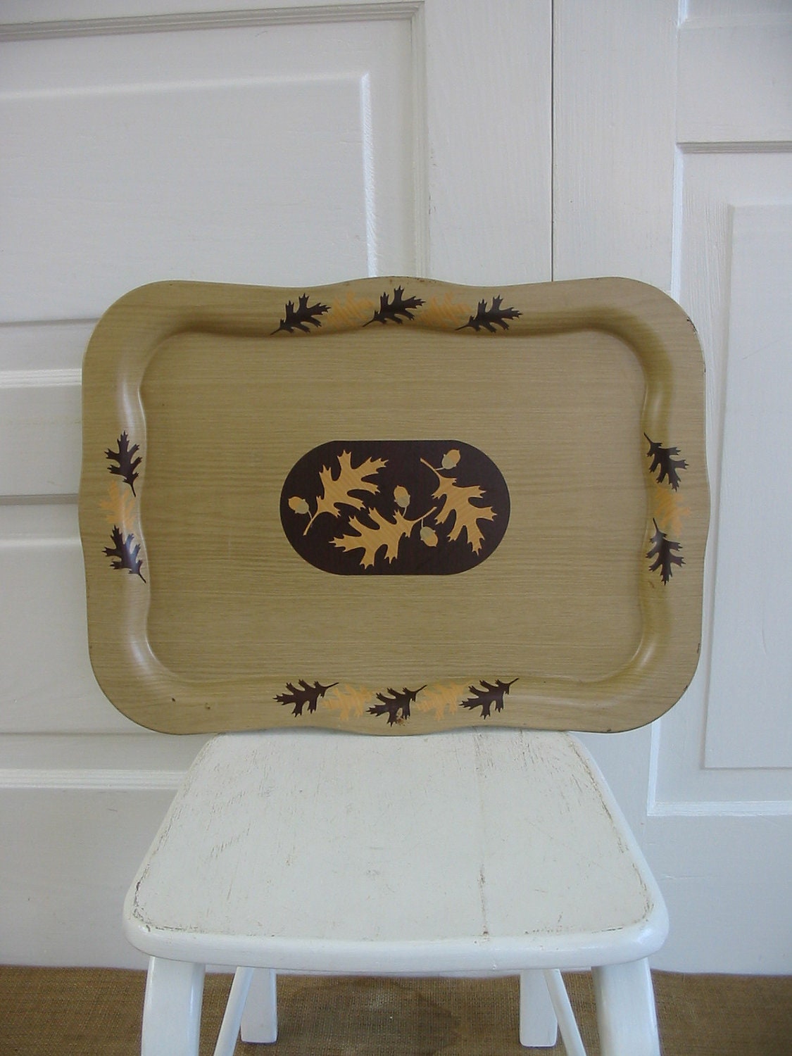 Vintage Tray Metal Vintage Fall Autumn Brown Serving