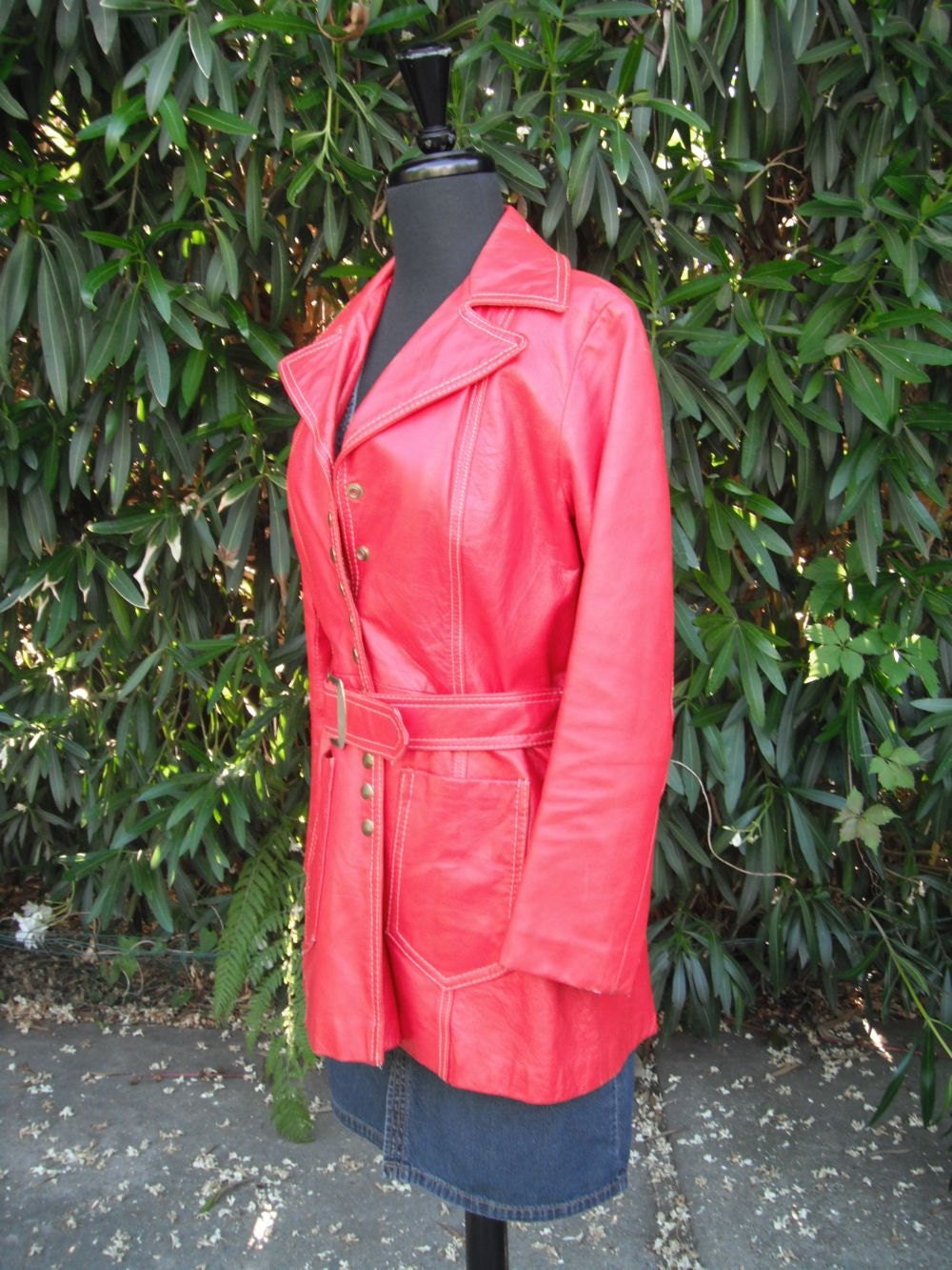Vintage Red Leather Coat by LeatherCraft New York