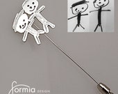Custom silver lapel pin with your child's artwork