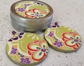 Flower Power Decoupage Earrings - Green