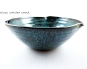 Modern ceramic servingBowl,  in teal blue - in stock NO.39