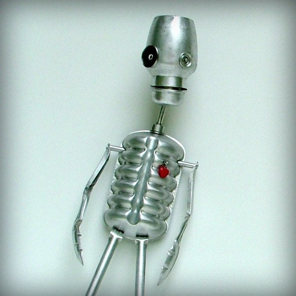 Skeleton - Robot Skeleton - recycled art assemblage