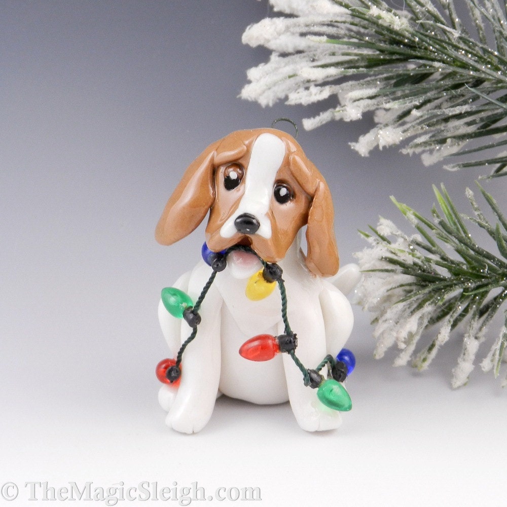 Beagle Ornament Christmas lights Porcelain