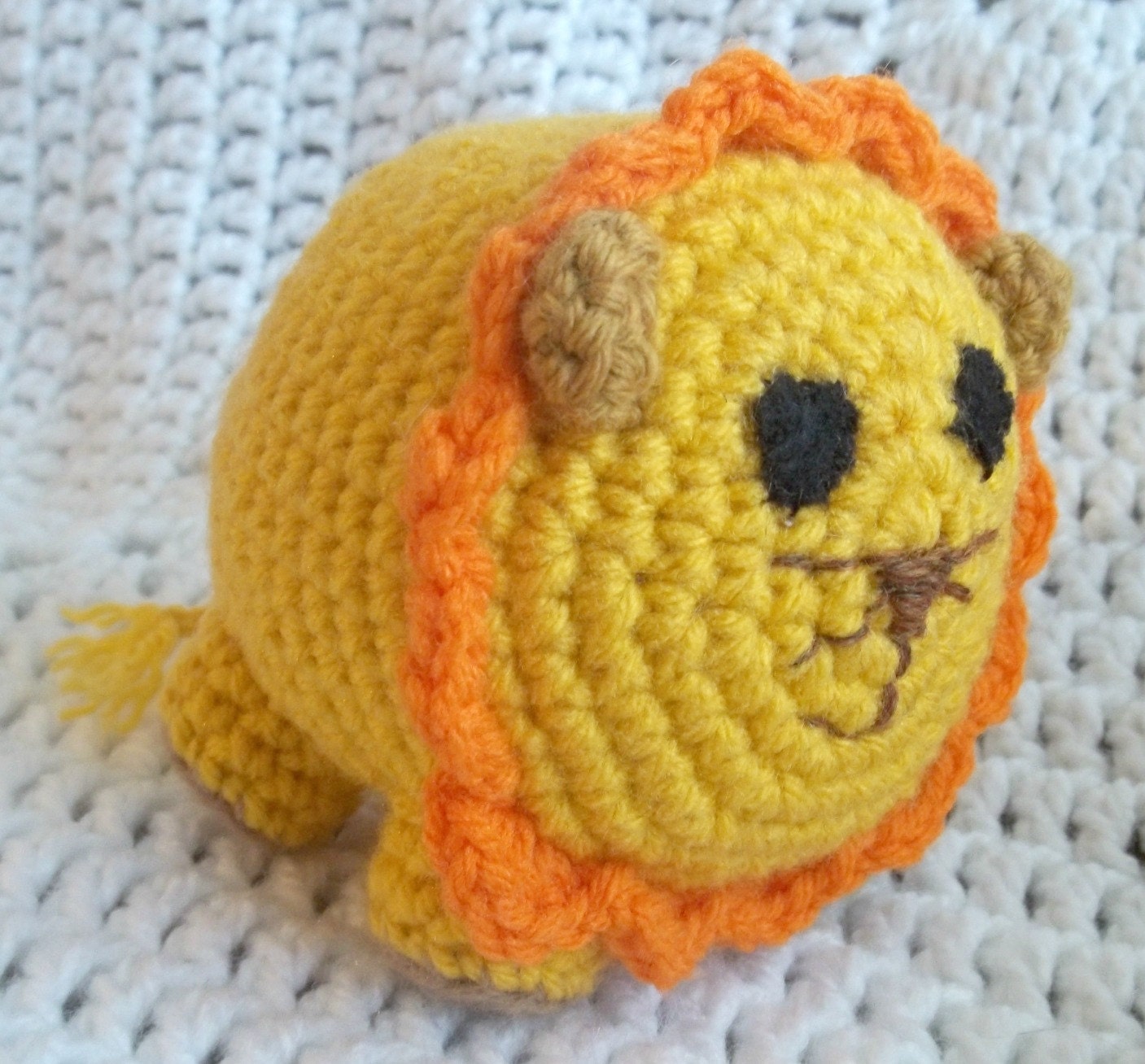 Hand Crocheted Toy - Yellow Lion - Toddler Gift