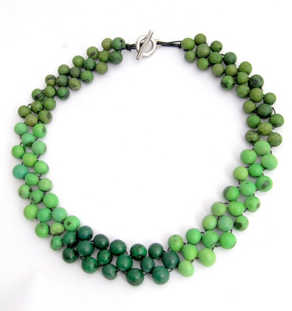 Green ombre necklace, Green choker, ombre jewelry, beadwork choker, ecofriendly bead jewelry, beadwork necklace