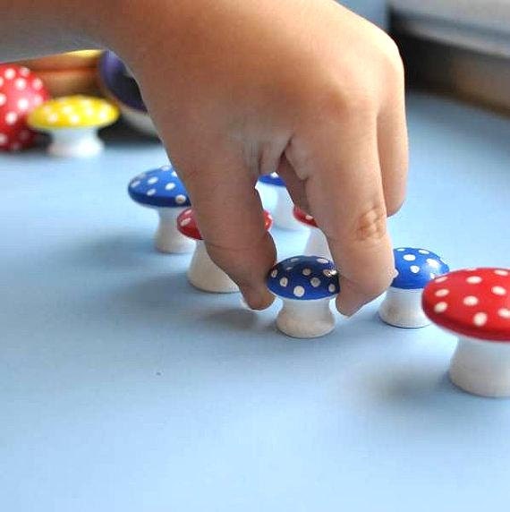 Back to School / Montessori Toy, Wooden Pattern Making Mushrooms, Educational Toys / Waldorf Toys