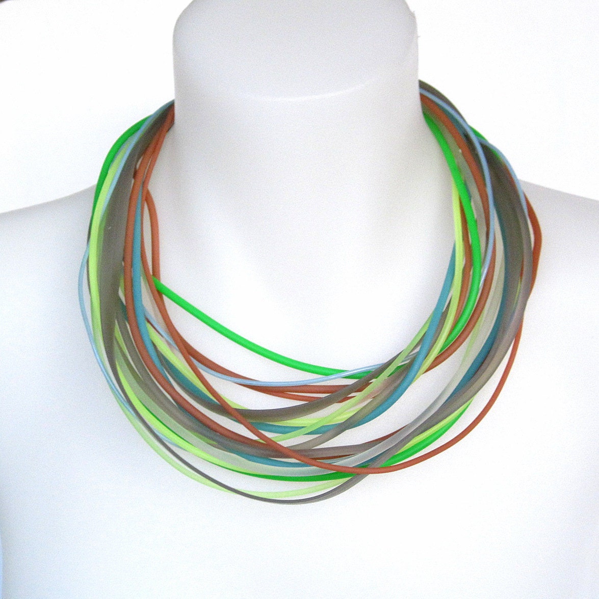 summer fashion bright color statement  necklace, neon infinity boho chic bohemian tribal necklace hipster jewelry multi strand necklace,