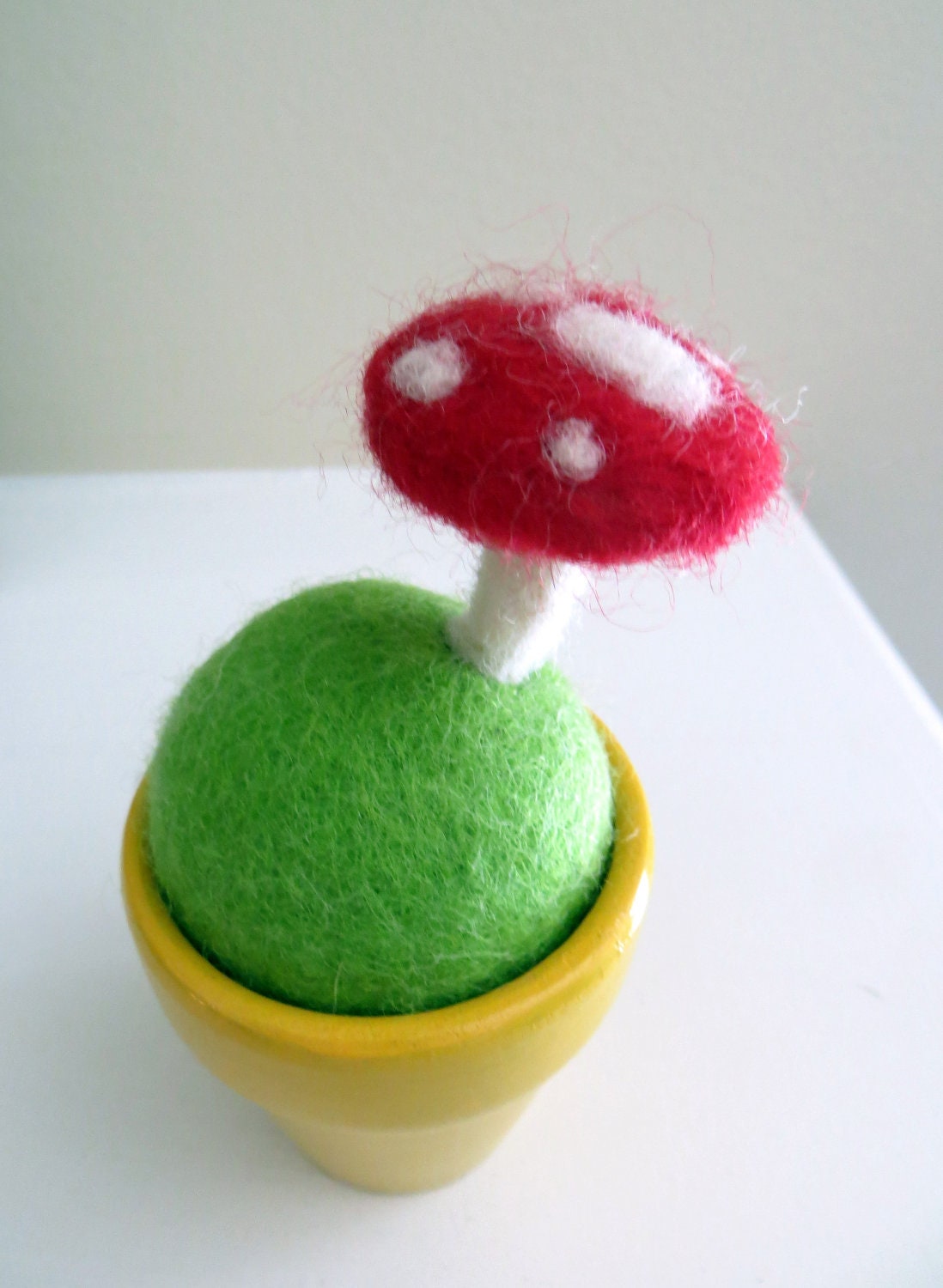 Needle Felted Mushroom Pincushion in a Flowerpot