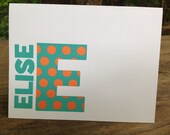 Teal and orange polkadot large letter note card (set of 10) Il_170x135