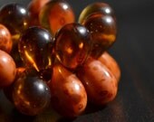Amber Yellow with Pink Mix Czech Glass Bead 9x6mm Picasso Teardrop - 25 pc (ST716)