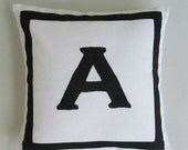 Letter A white and black monogram pillow cover 14 inch IN STOCK