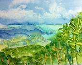 View Down to Hanalei Bay, Kauai, Hawaii Greeting Cards by Nan Henke 4 1/4 x 5 1/2 inch  (a set of 4) Blank