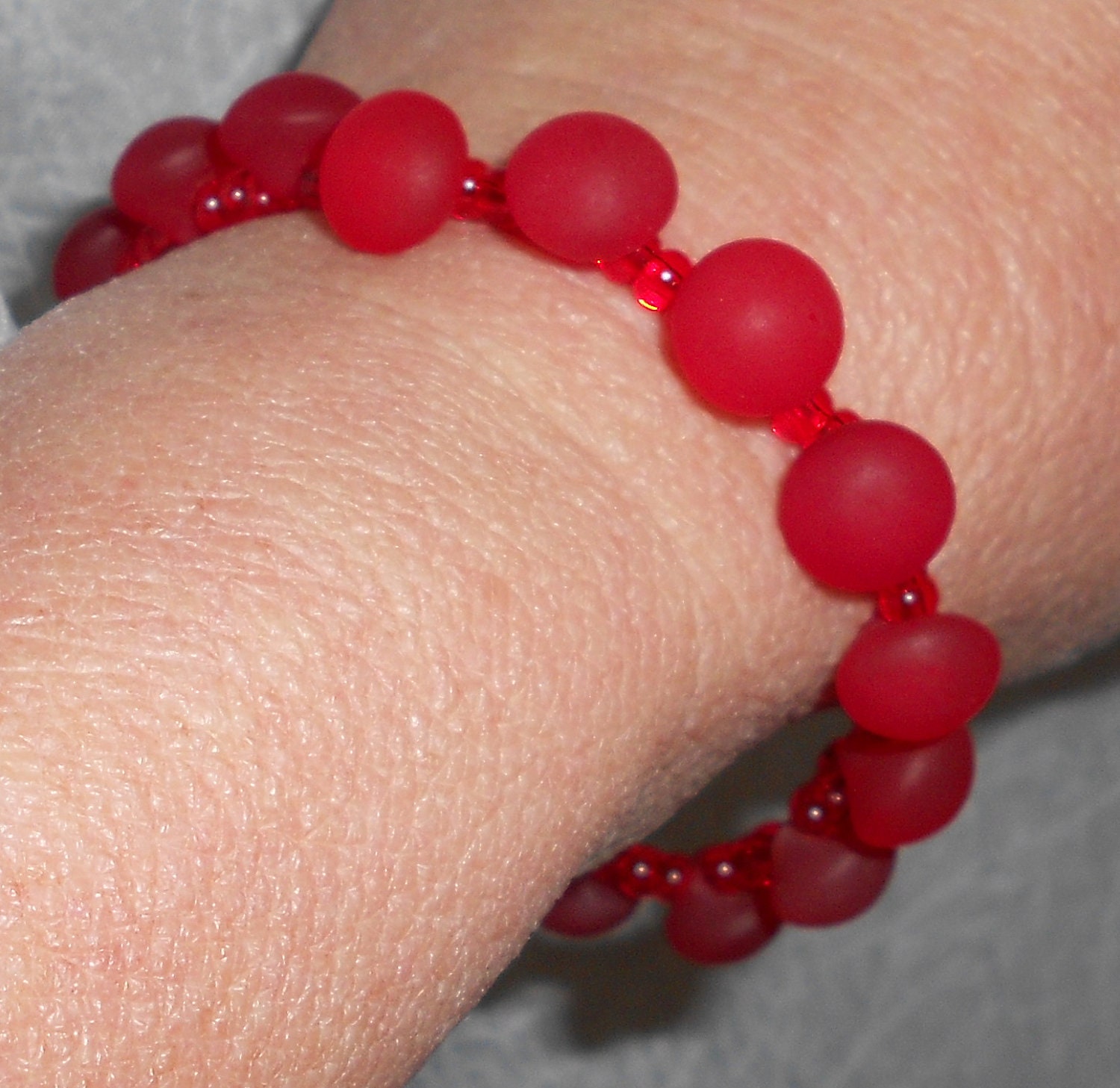 Red Button Stretch Bracelet