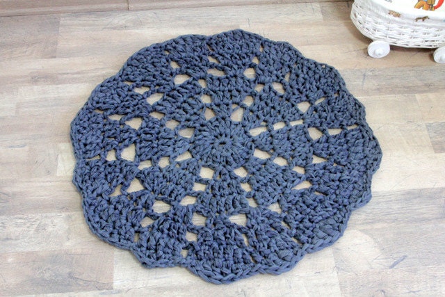 Gray shades lace Doily Rag Rug Crochet