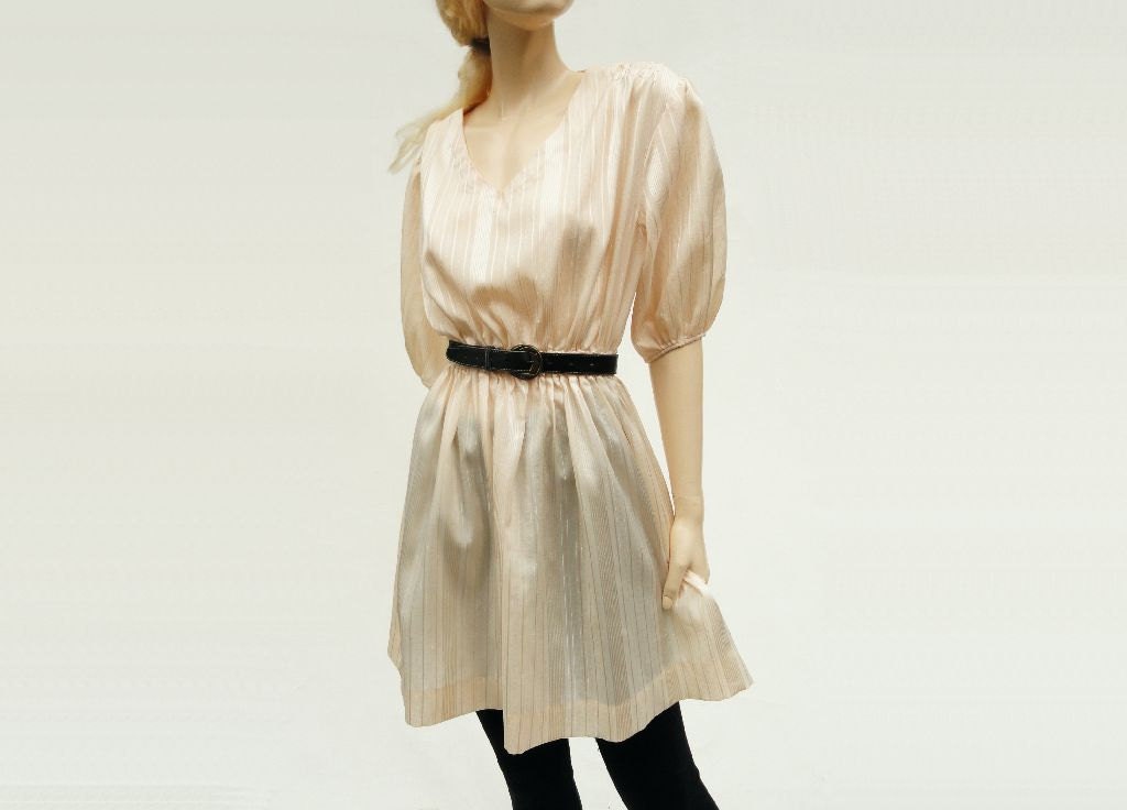 1980s Mini Dress Off White Grecian Vintage Dress / s