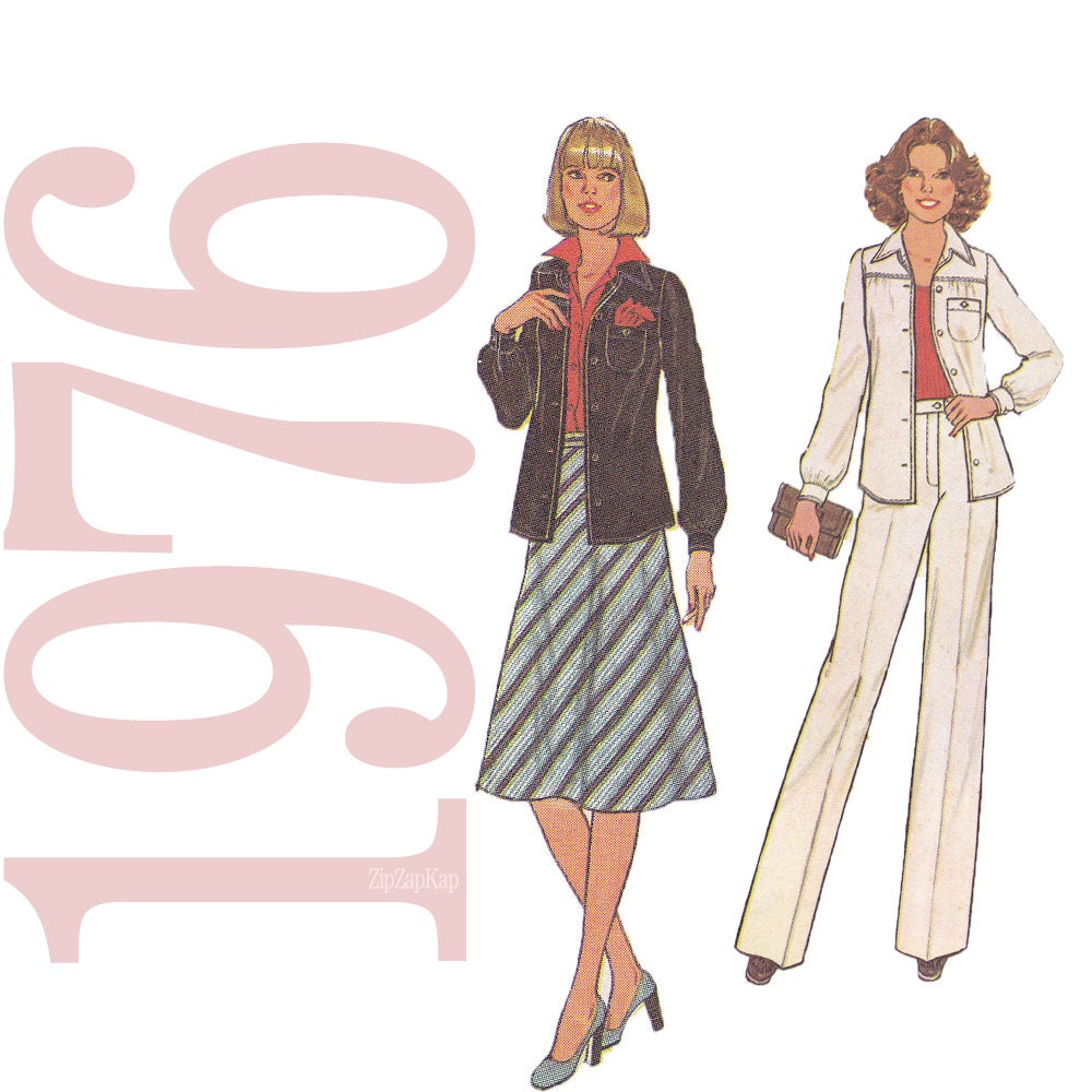 1970s Vintage Pattern - Misses Bias Skirt, Shirt and Pants - 34 Bust Womens Separates Sewing Pattern - Simplicity 7753 - Uncut, FF