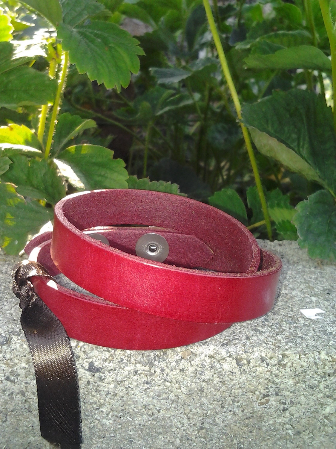 Red Leather Wrap Bracelet Cuff Ready to Ship Discounted Price
