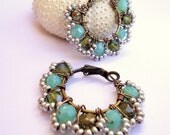 Hoop Earrings, Aqua, Beadwork, Statement, Wire Wrapped, Beaded, Copper, Green, Silver, Turquoise Earrings, Bollywood, Gypsy Style, bohemian