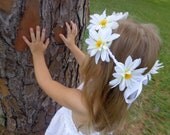 White Daisy Satin Headpiece