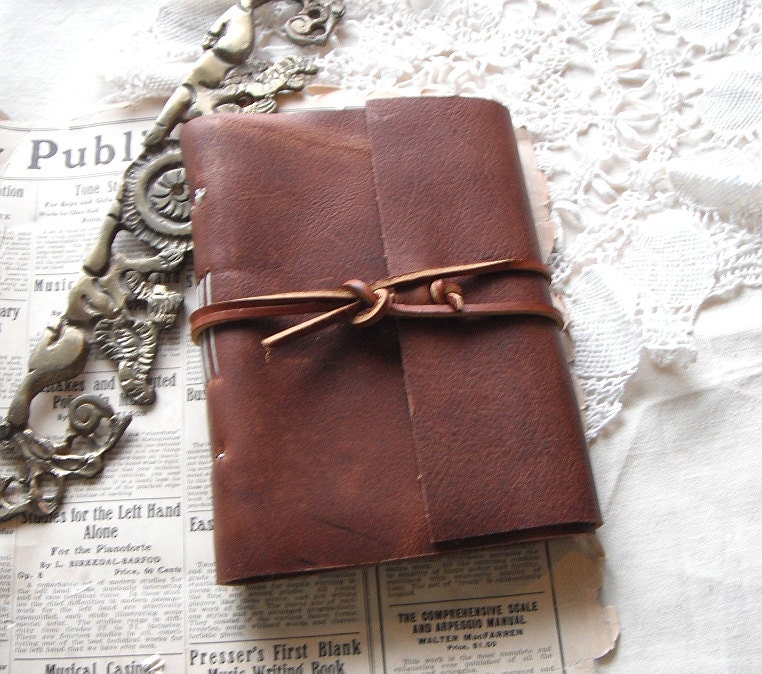 Simple leather wrap journal - with cream linen writing paper