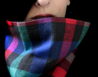 Cotton Scarf Bright Plaid Cowl