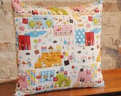Kawaii Cute Whimsical Cushion Throw Pillow Cover - 18 inch - Modern Vintage Girls Kids Room Nursery Decor - Whimsical- FREE SHIPPING