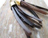 Horn Tassel Earrings. Shed Horn. Gold Cap. Boho. Rustic. Horn Jewelry.