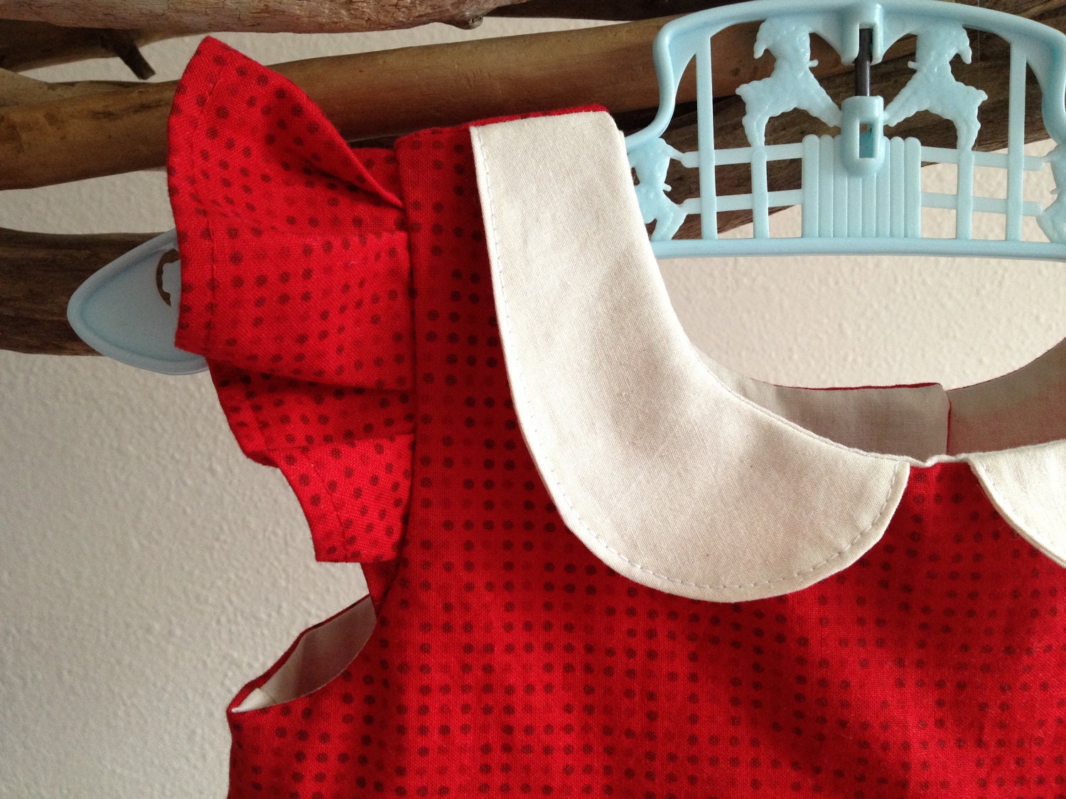 Girls red dress - Peter pan collar