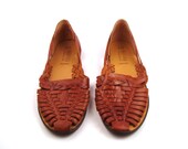 Brown Woven Sandals Vintage 1980s Honors Leather Huaraches Women's size 8 1/2