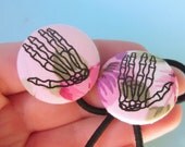 Skeleton Hand Hair Ties on Floral