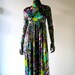 Reserved for marianna - 60s Pucci style velvet print empire style maxi dress - teal turquoise pink - 1960s 1970s fashion