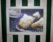 Beignets original painting New Orleans Cafe Du Monde framed