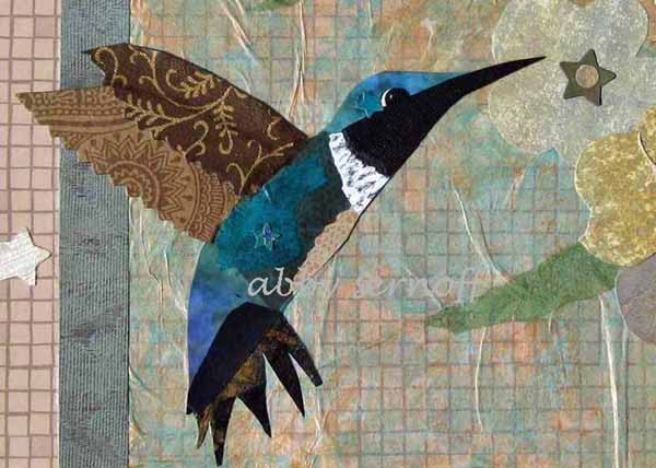 Hummingbird ACEO print - Art print of bird collage