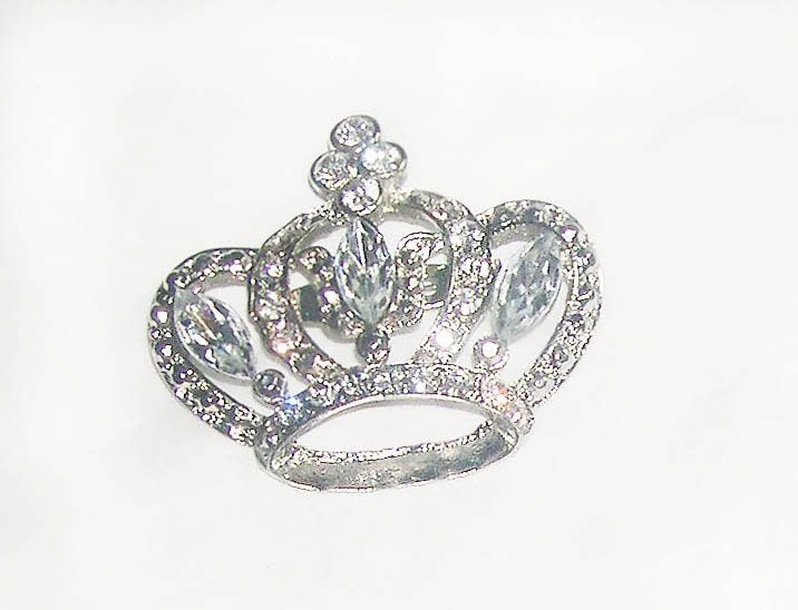 Vintage Royal Crown Rhinestone Brooch