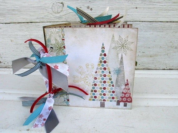 Christmas Scrapbook Photo Album Mini Chipboard Memory Book 6x6 READY to SHIP Il_570xn