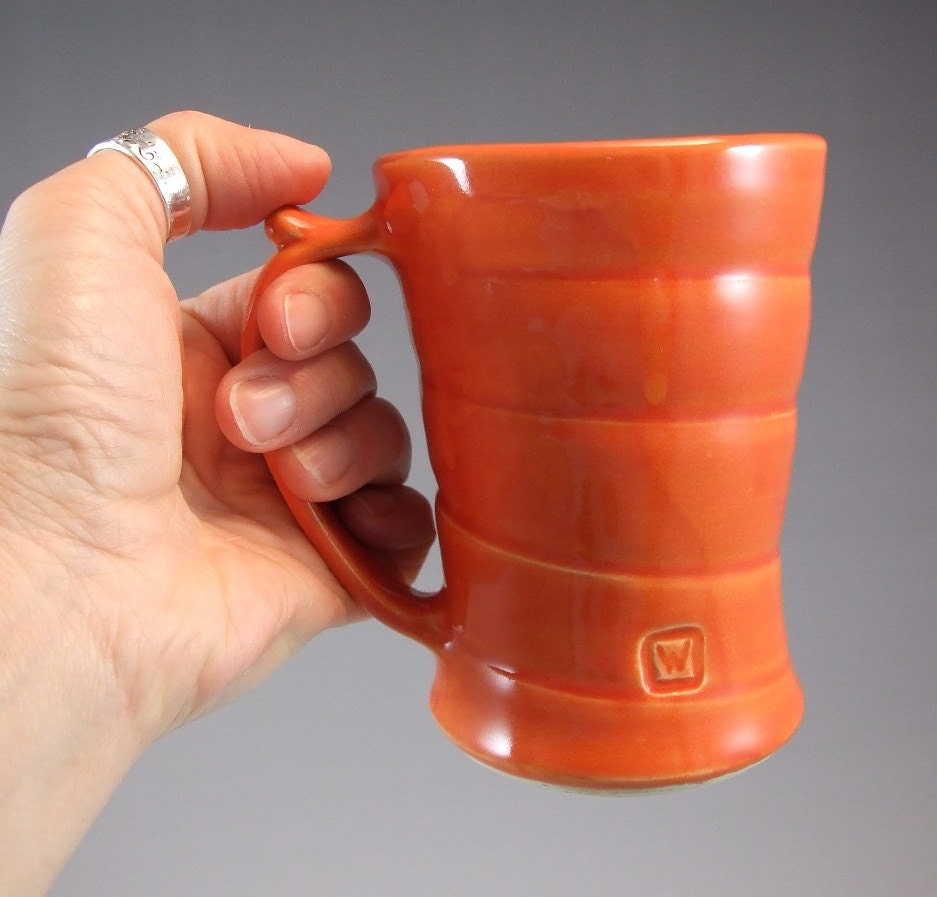 Wheel Thrown Mug with Spiral in Tangerine Tango Glazes