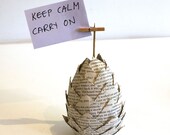 Upcycled Paper Decoration Novel - Pinecone, Egg - place setting, photo holder