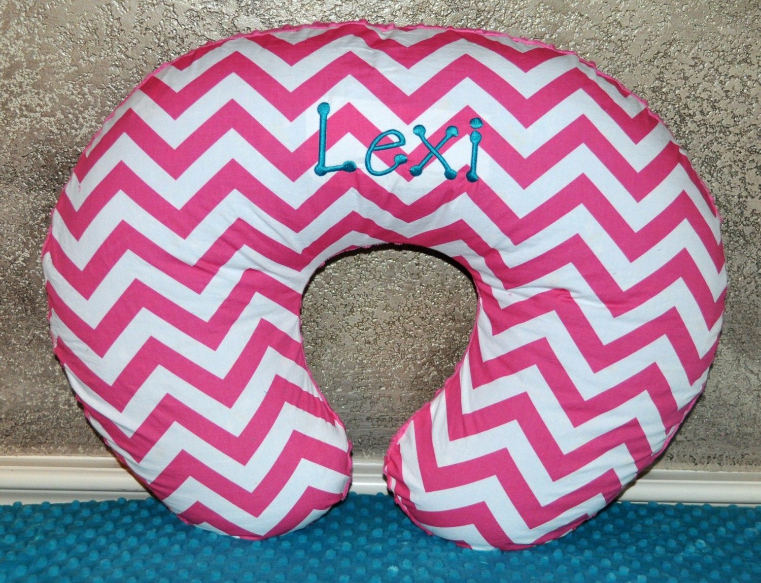 BABY BOPPY COVER - Monogrammed/Personalized Custom Chevron & Minky Dot Boppy Cover with Zipper Closure
